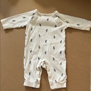 Janie & Jack Penguin Print Cream Kids One Piece